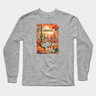 Vintage Travel Mexico Design Long Sleeve T-Shirt